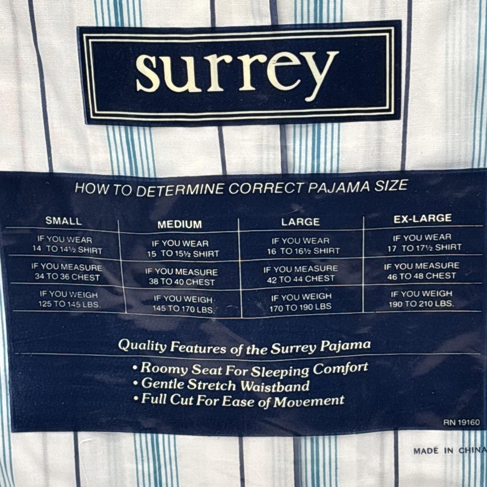 New Old Stock Surrey Pajamas Mens Size L Short Sleeve Knee Length PJs 1990s - Picture 6 of 7